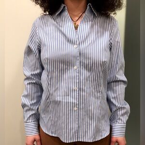 Blue Striped Button-Up Shirt